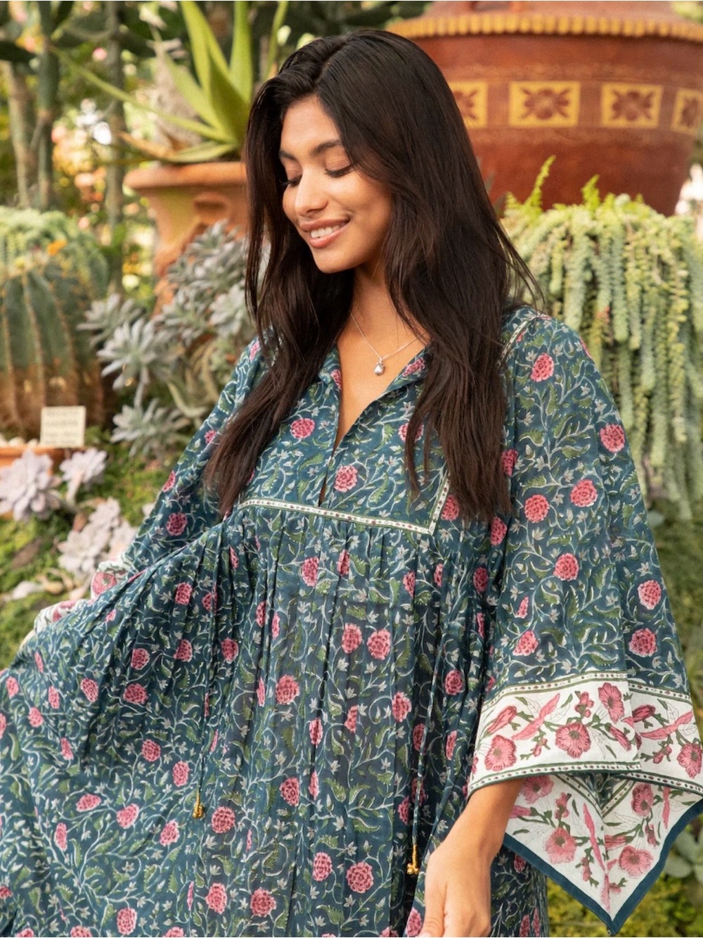 The Fox and the Mermaid Venice Chahna Floral Tiered Cotton Dress M - Picture 2 of 11